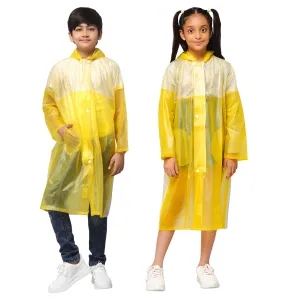 THE CLOWNFISH Drip Dude Series Unisex Kids Waterproof Single Layer PVC Longcoat/Raincoat with Adjustable Hood. Age-4-5 Years (Lemon Yellow)