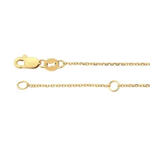 14K Yellow .9mm Adjustable Diamond Cut Cable 16-18" Chain