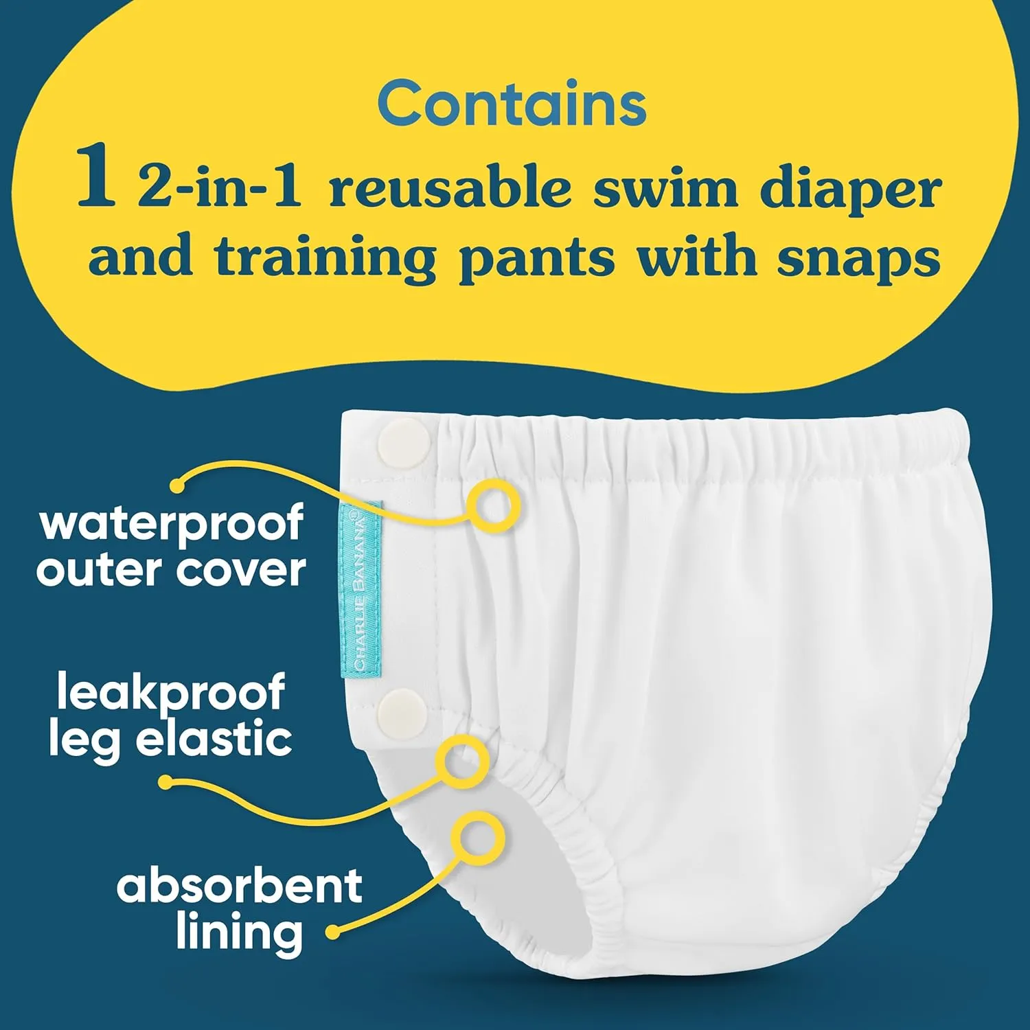 2-in-1 Swim Diaper & Training Pants w/snaps Cactus Azul Large