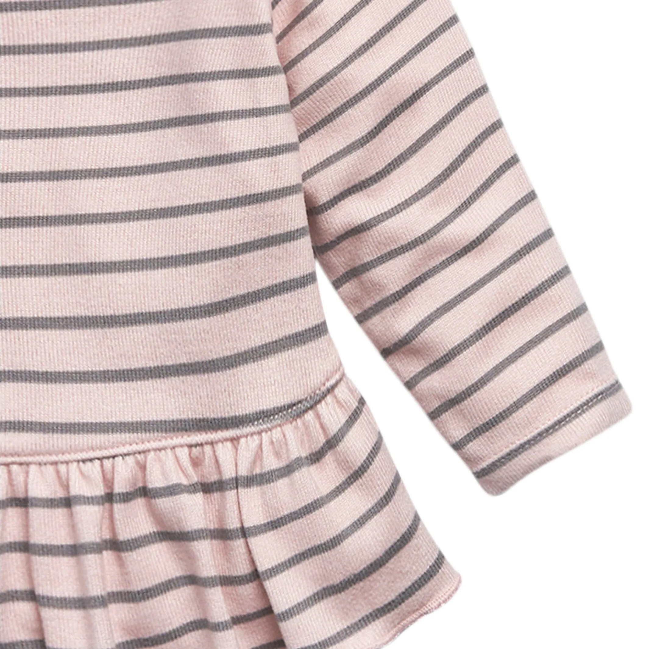 2-Piece Baby Girls Light Pink Stripe Hacci Peplum Top and Joggers Set