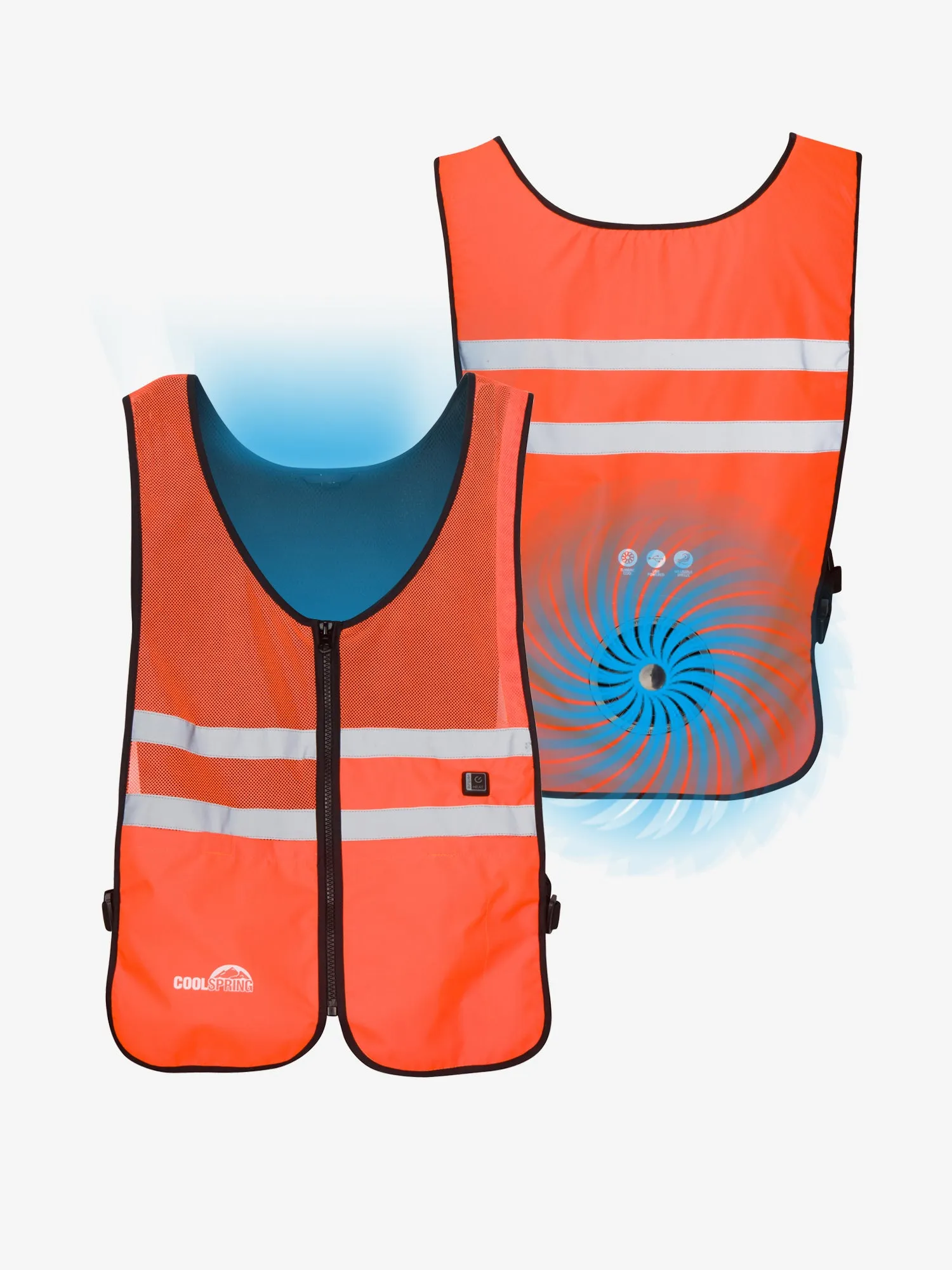 3 Speed Wearable Fan Cooling Vest  - Hi-Vis Orange - FINAL SALE