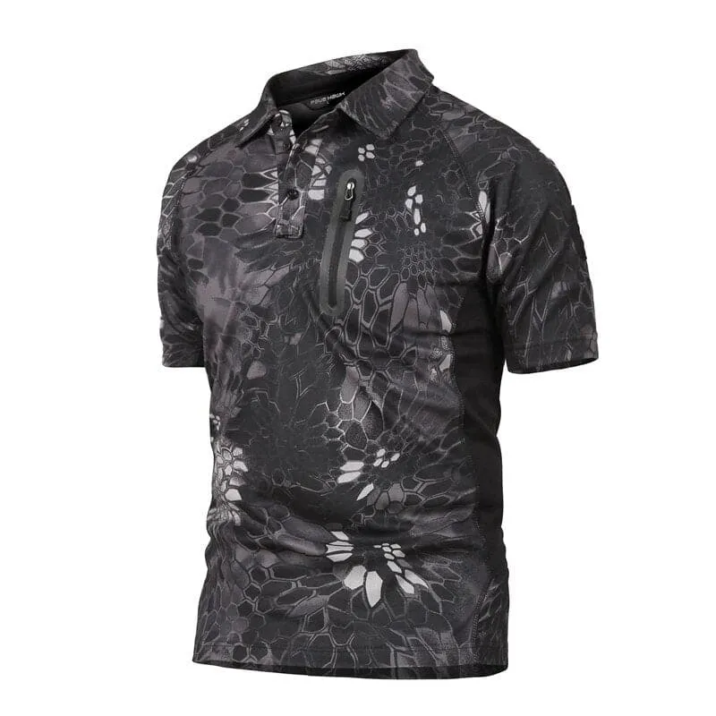 Army Tactical Outdoor Quick-Dry Camo Polo Sleeve