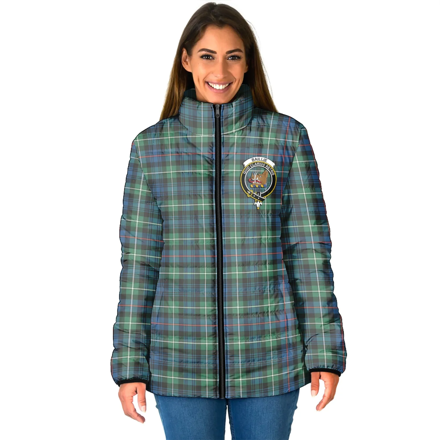 Baillie Ancient Tartan Padded Jacket with Family Crest