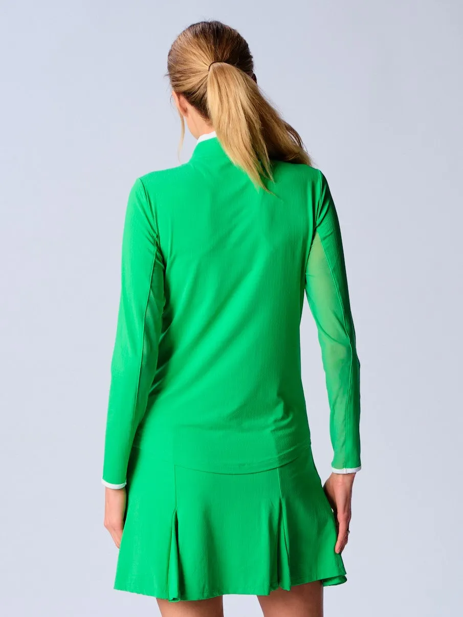 Color Block Trim Quarter Zip Long Sleeve Top In Various Colors