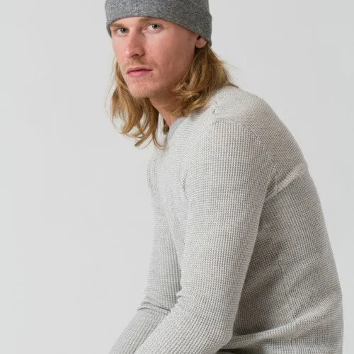 Cotton Thermal Knit Sweater - Grey/Natural