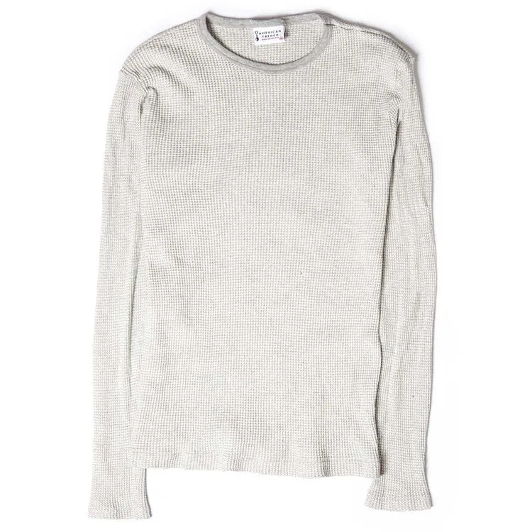 Cotton Thermal Knit Sweater - Grey/Natural