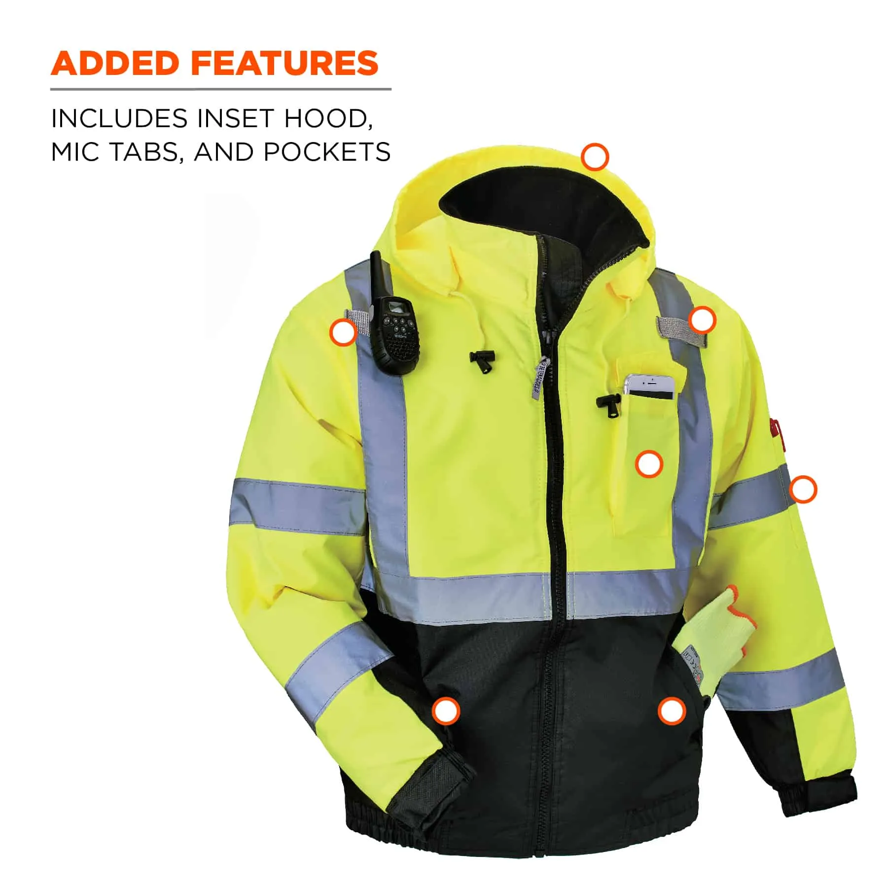 Ergodyne GloWear 8377 Type R Class 3 Hi-Vis Winter Bomber Jacket - Lime