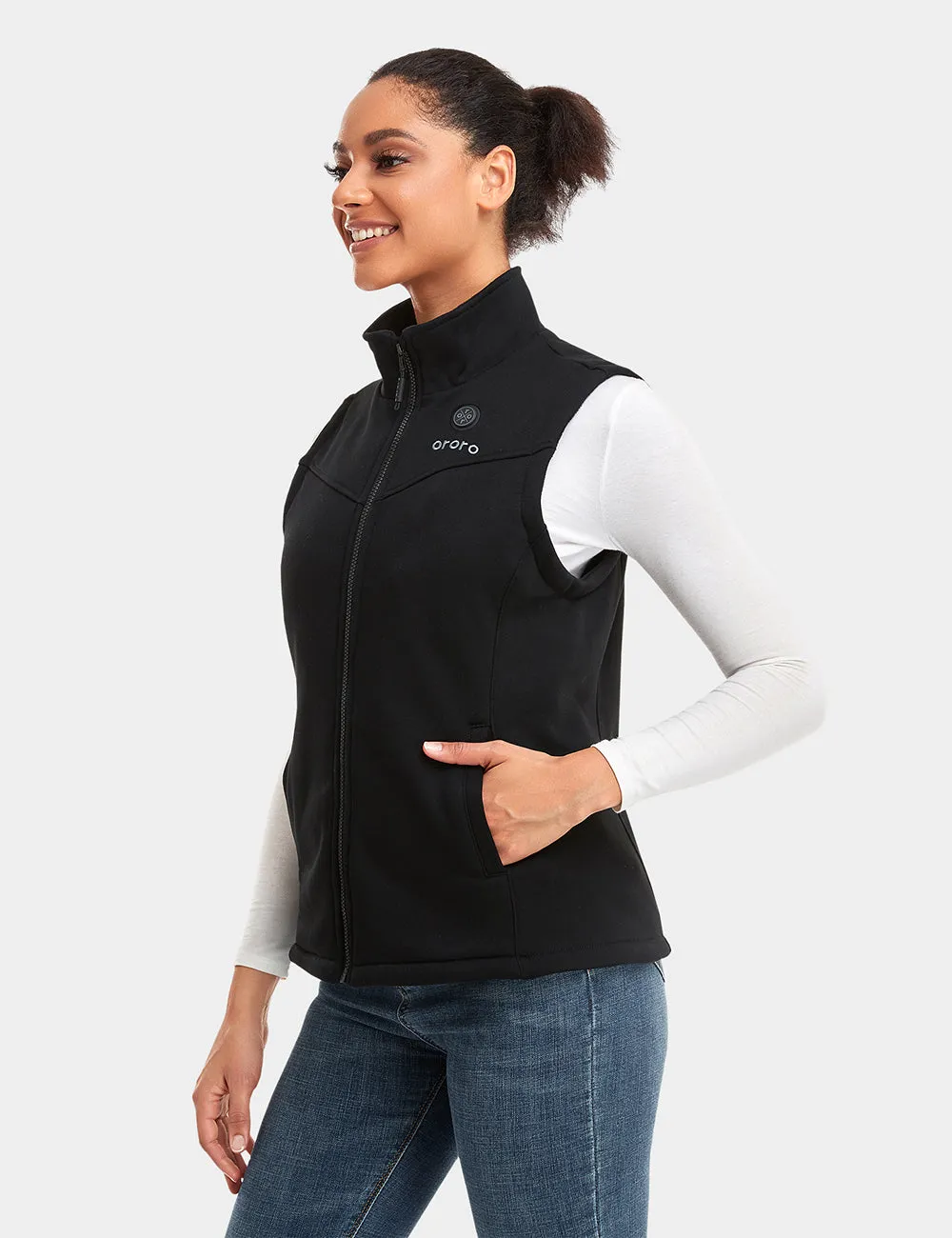 Final Sale - Women's Heated Fleece Vest - Black