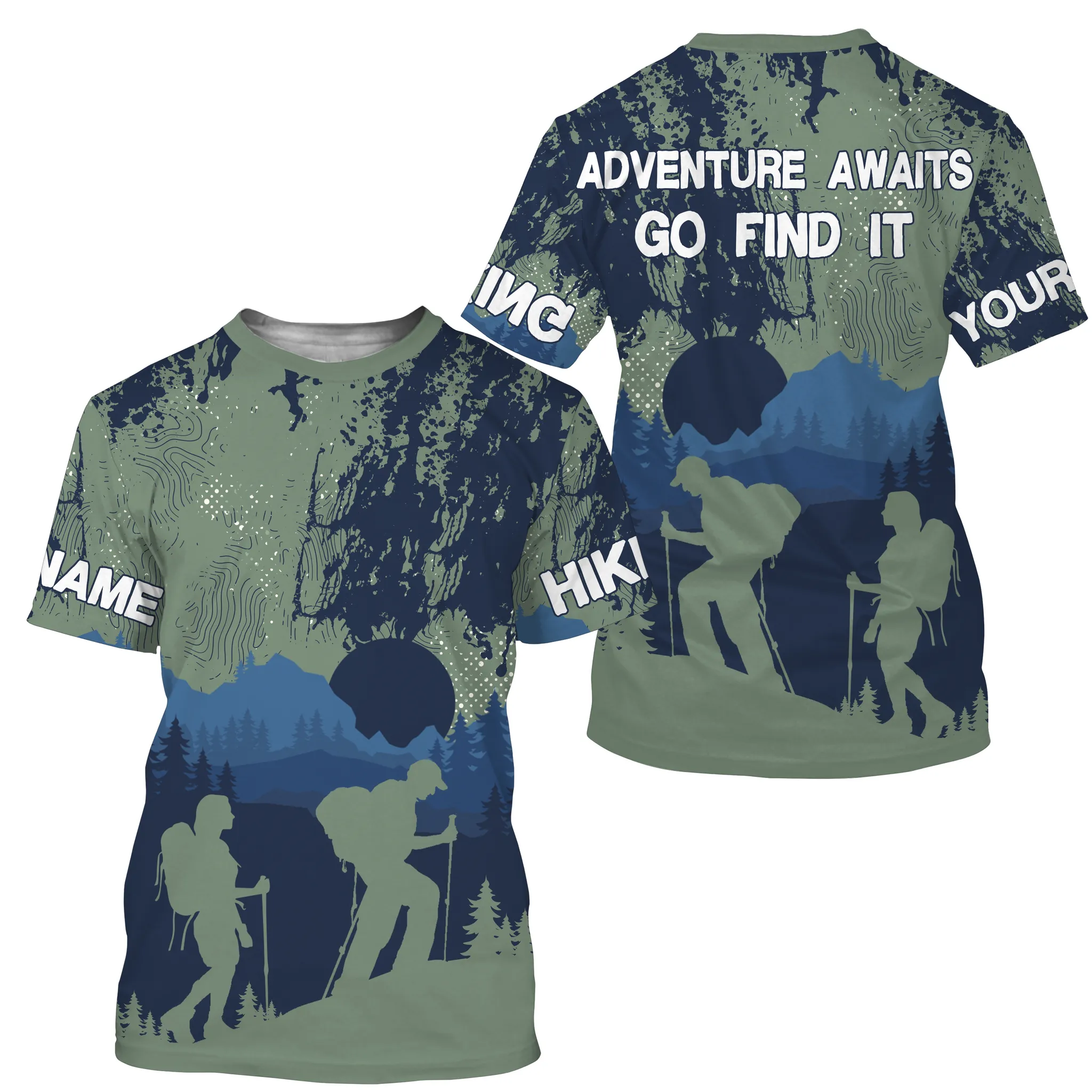 Hiking Adventure Awaits Go Find It 3D Long Sleeve Shirt, Custom Name Shirt for Hiker Men Women