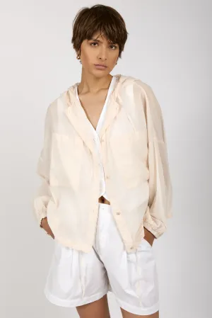 Hooded Cotton Jacket in Cream