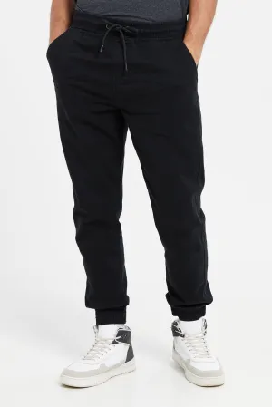 Men Black Basic Pull On Twill Jogger