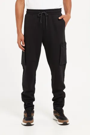 Men Black Jogger Pants With Cargo Pockets