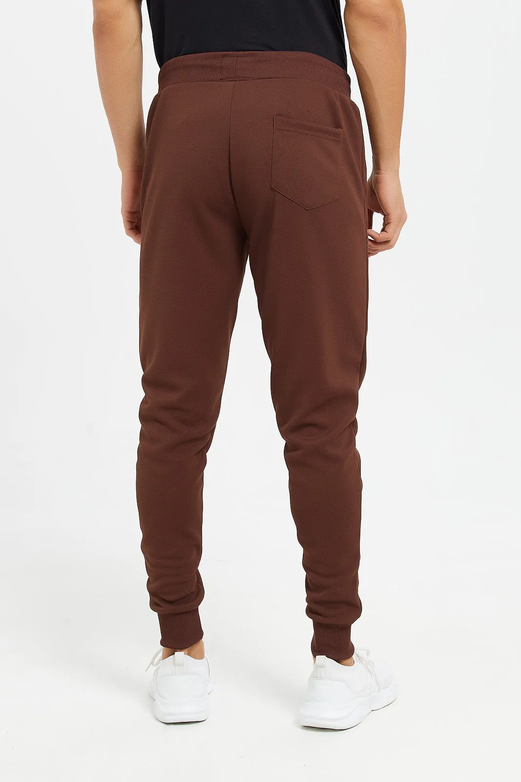 Men Brown Athletic Jogger With Zip Pockets