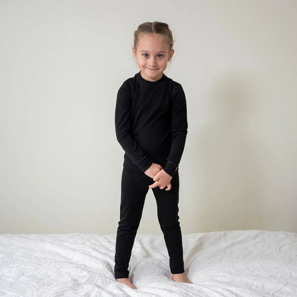 MENIQUE 2Pcs Long Sleeve 100% Merino Wool Kids Pants & Shirt