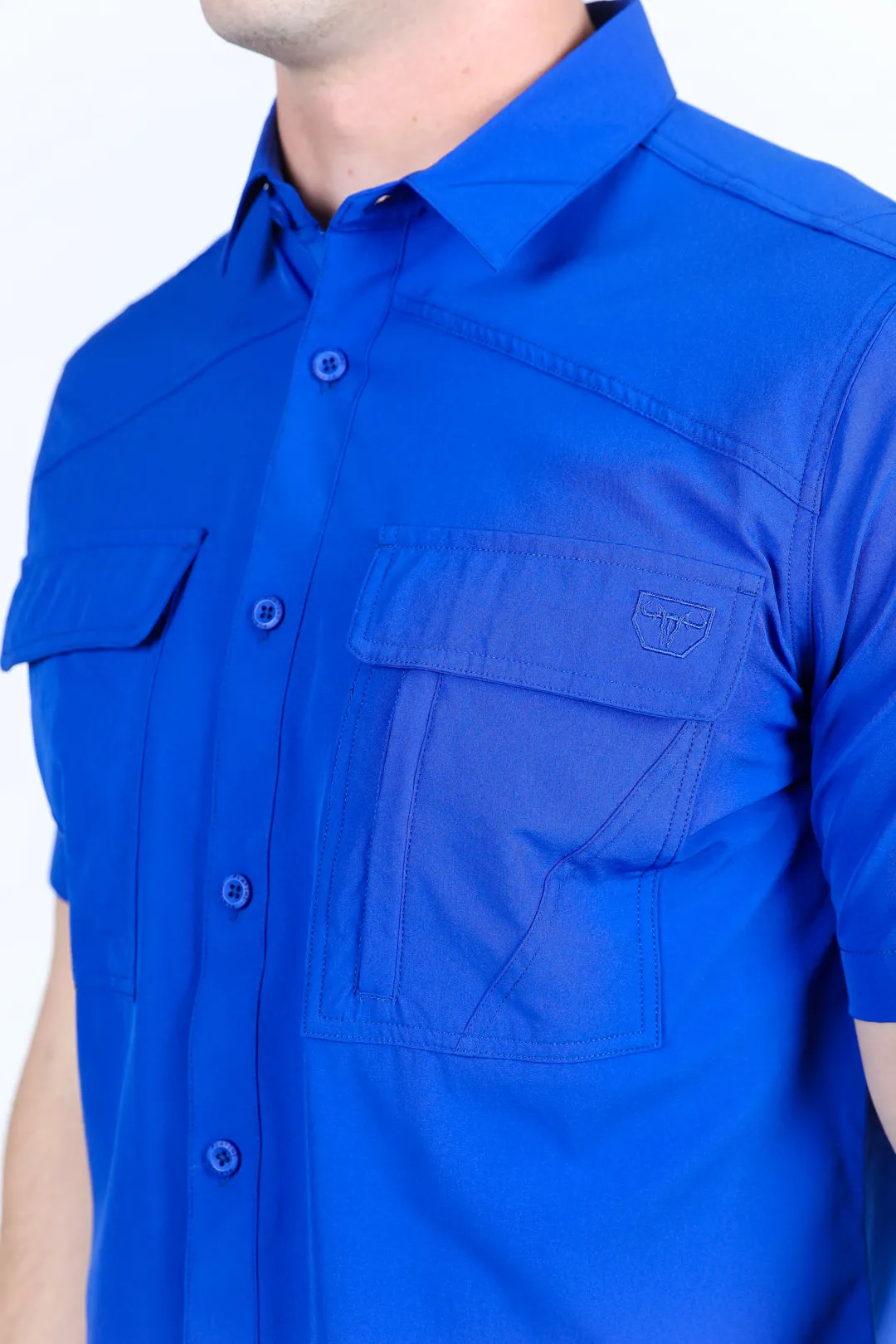 Men's Fishing Royal Blue Short Sleeve Shirt