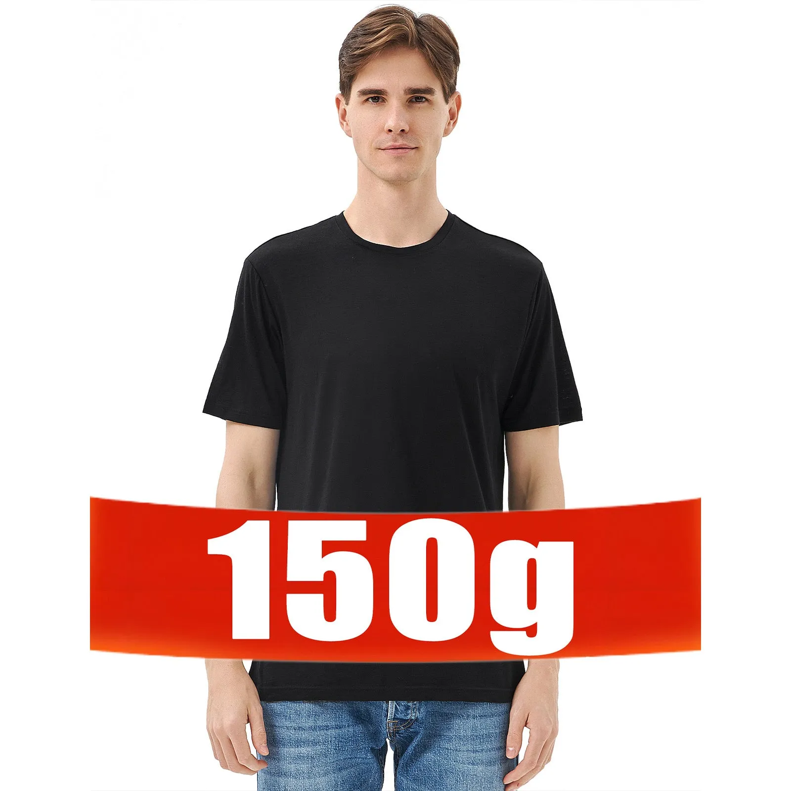 Men's Merino 150g Wool&Tencel Short Sleeve T-Shirt Black