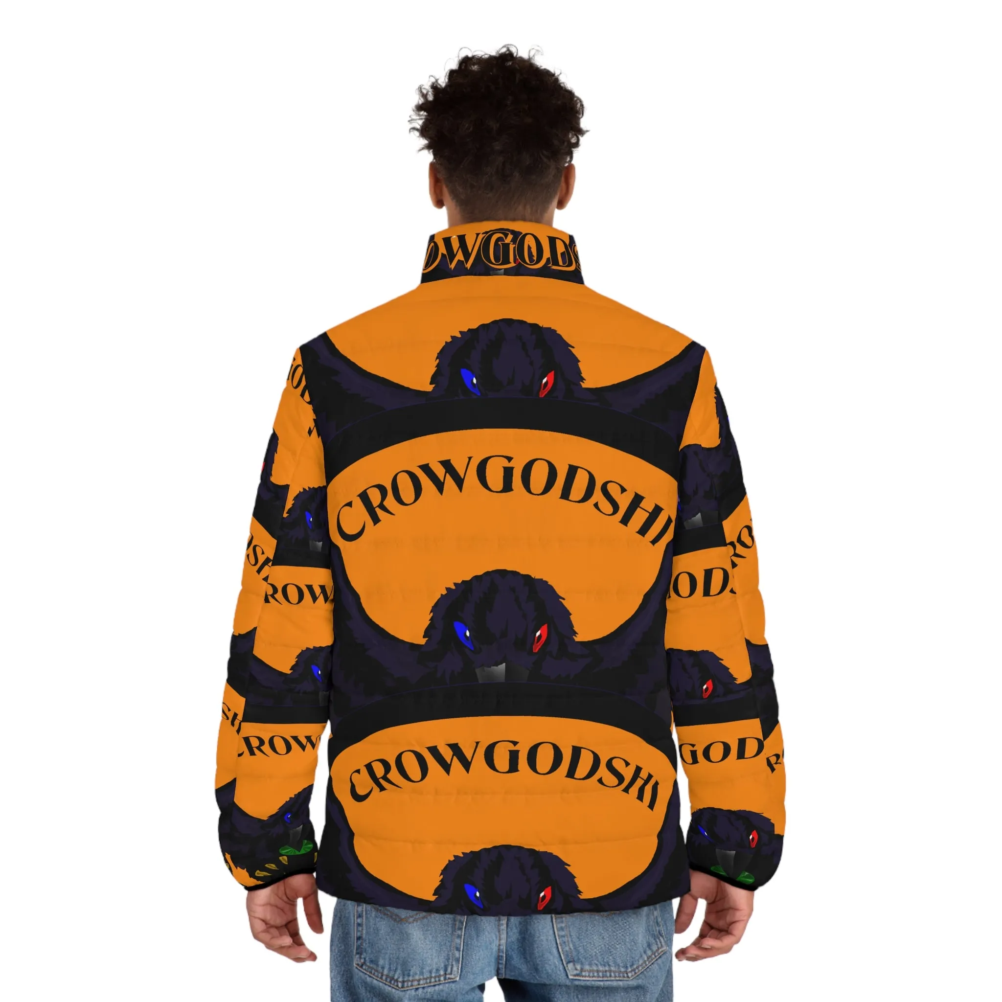 Men's Special Edition Crowgodshi Puffer Jacket, ORANGE LOGO