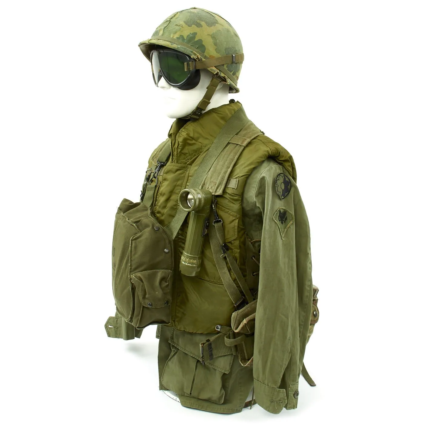 Original U.S. Vietnam War Infantryman Jungle Combat Uniform with Body Armor and M-56 Gear Set