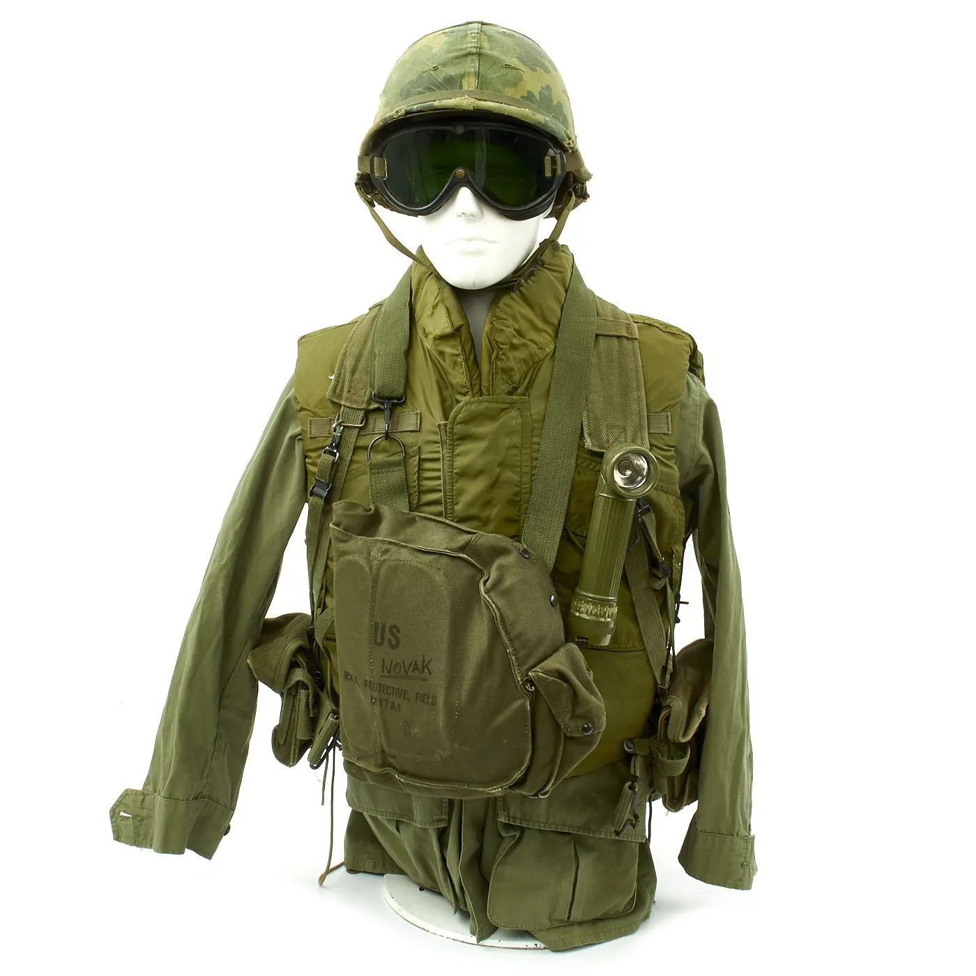 Original U.S. Vietnam War Infantryman Jungle Combat Uniform with Body Armor and M-56 Gear Set