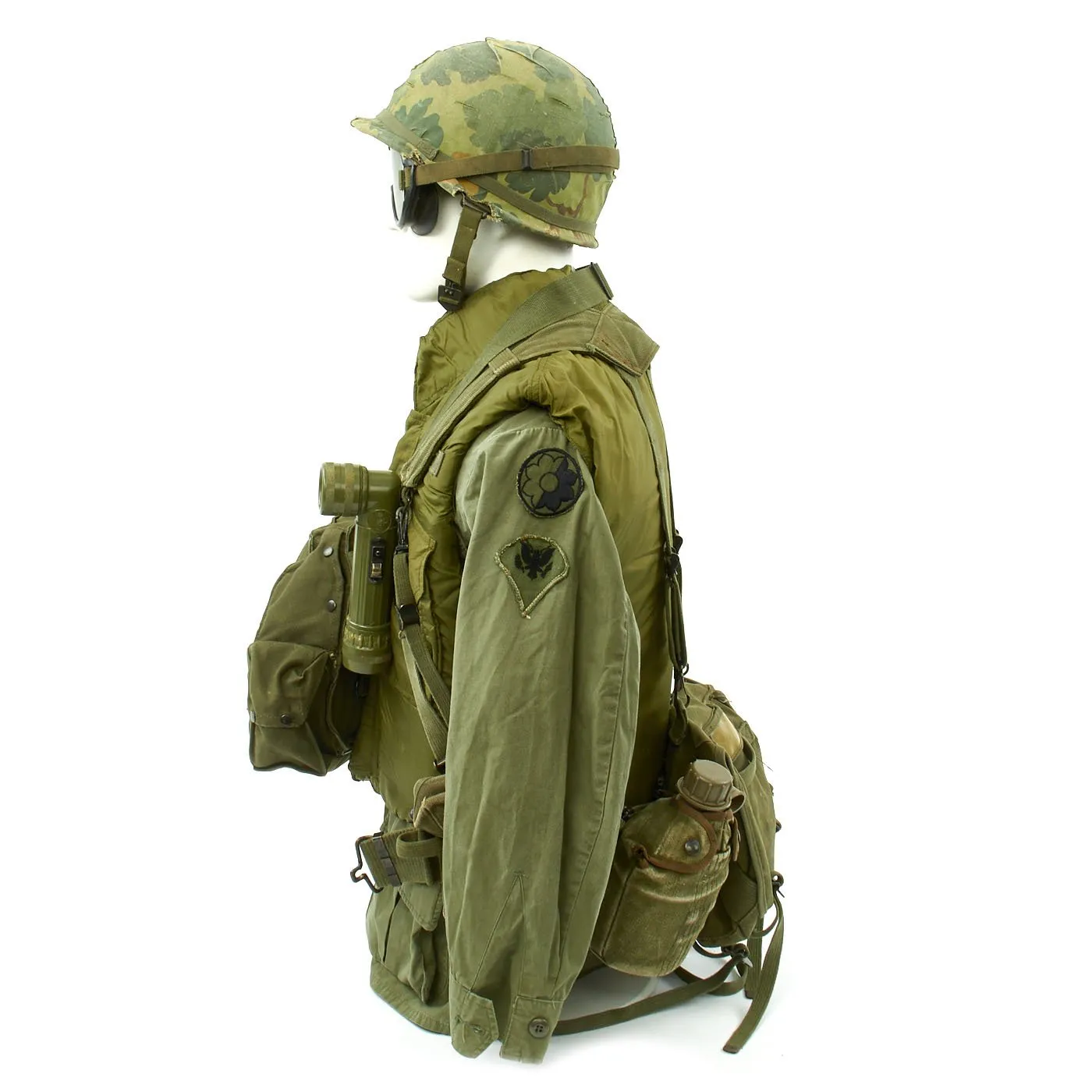 Original U.S. Vietnam War Infantryman Jungle Combat Uniform with Body Armor and M-56 Gear Set