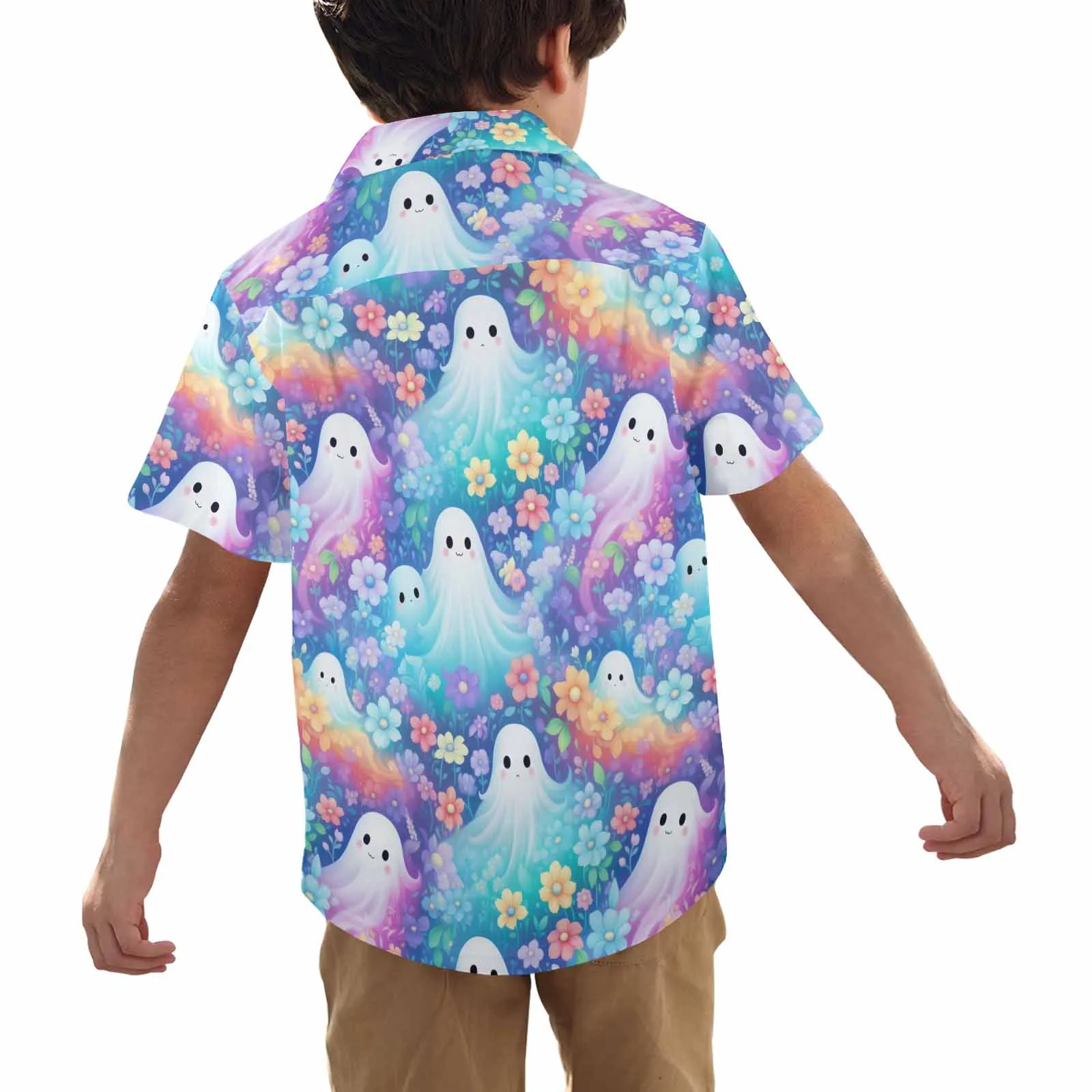 Pastel Halloween Little Boys Hawaiian Shirt