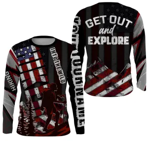 Personalized Hiking 3D Long Sleeve Shirt, American Flag Shirt for Men Best Gift for Hikers Get Out and Explore