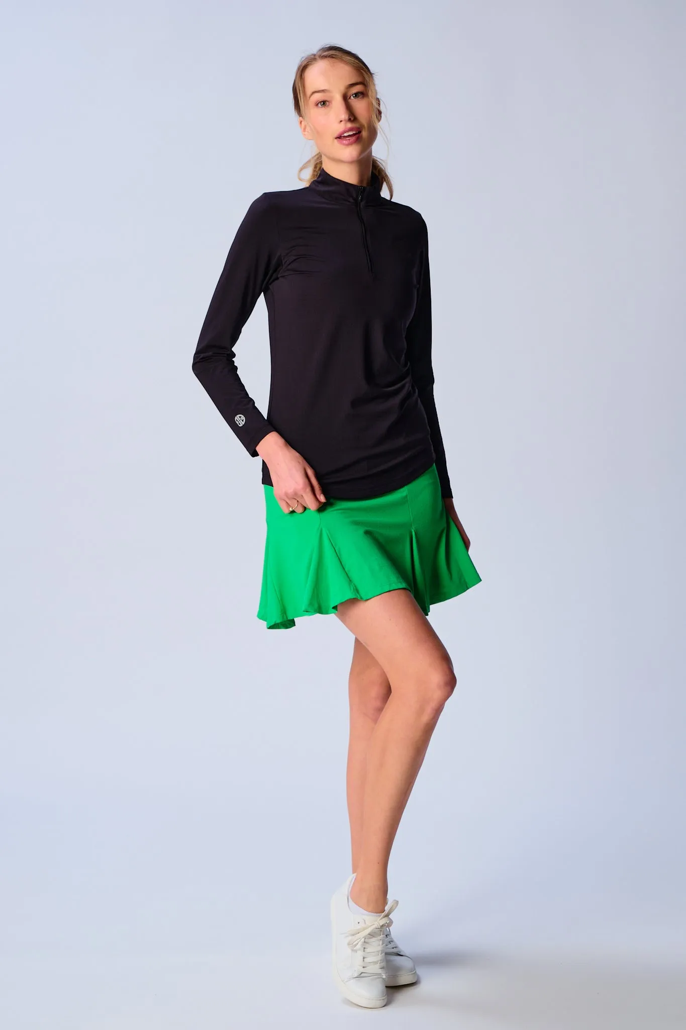 Quarter Zip Sun Protection Top In Black