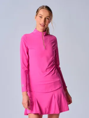 Quarter Zip Sun Protection Top In Hot Pink