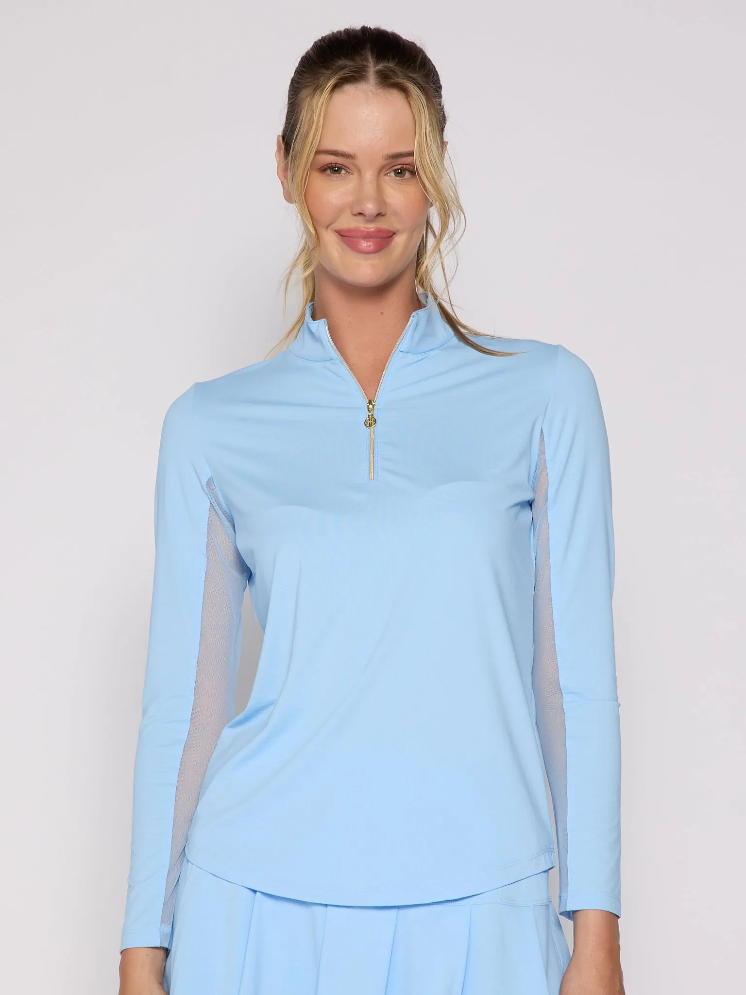 Quarter Zip Sun Protection Top In Light Blue