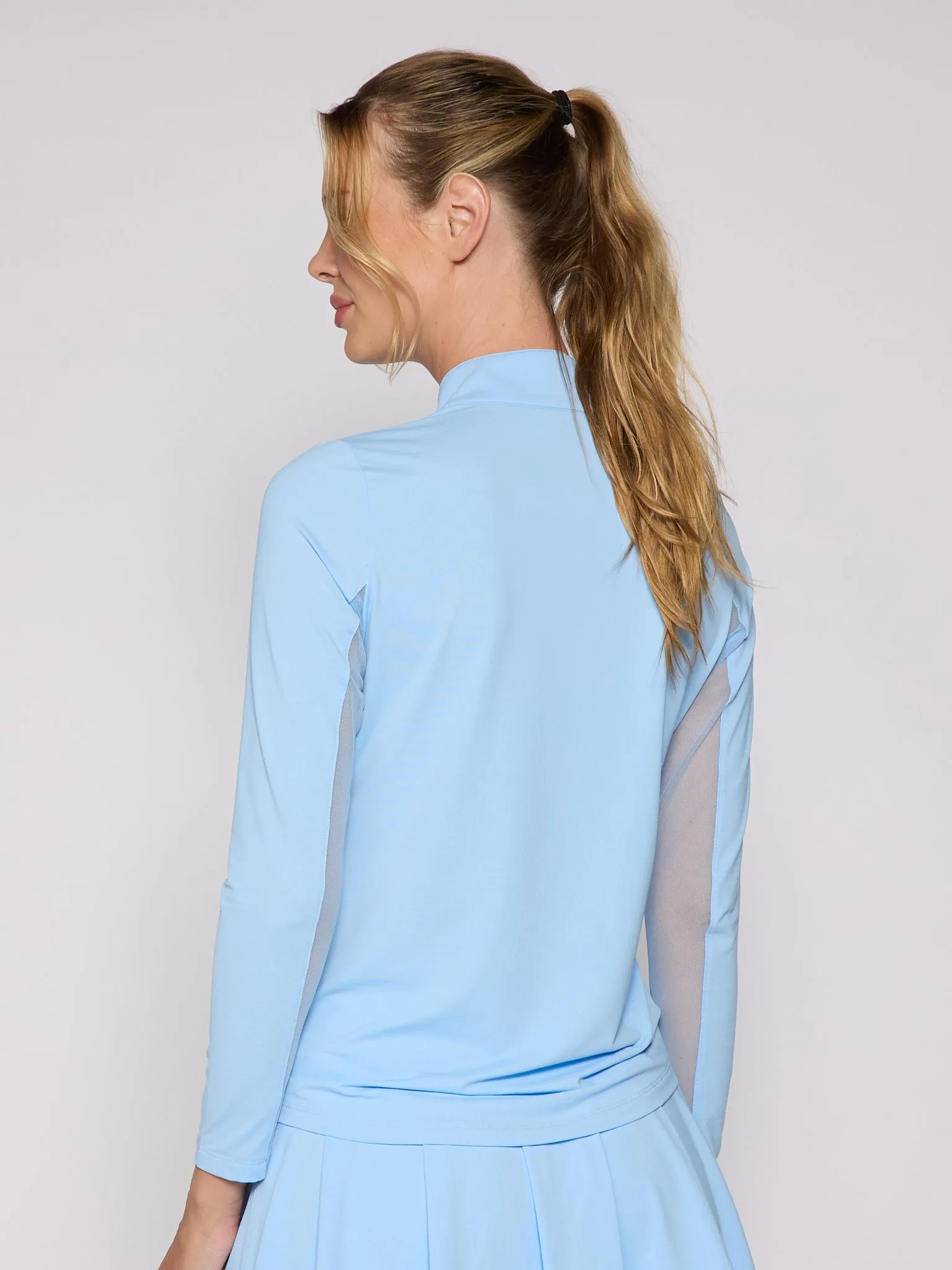 Quarter Zip Sun Protection Top In Light Blue