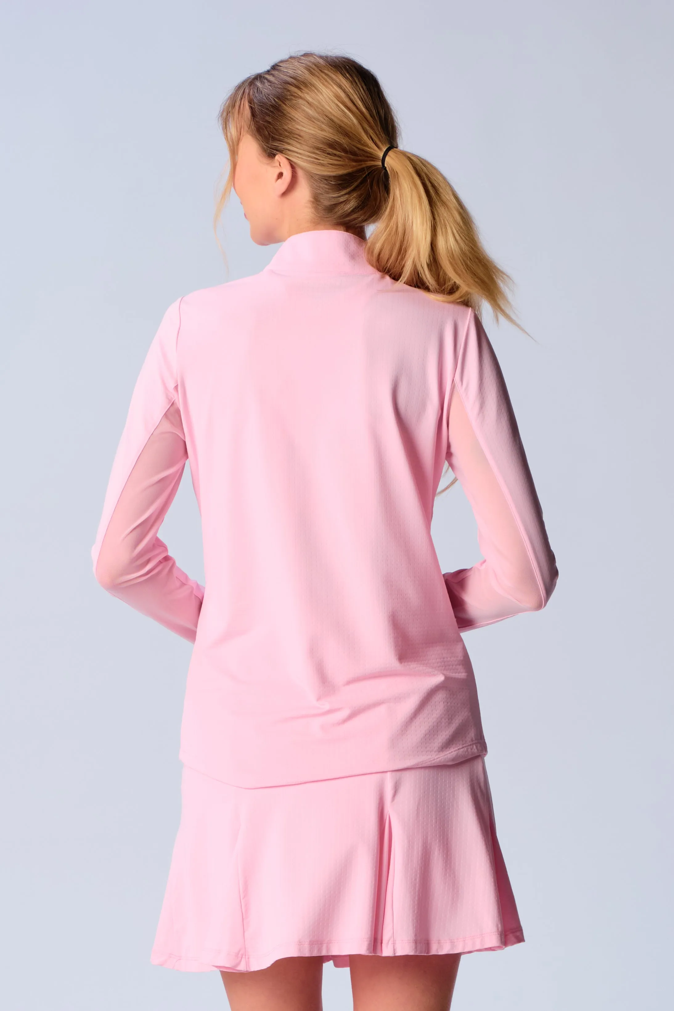 Quarter Zip Sun Protection Top In Light Pink