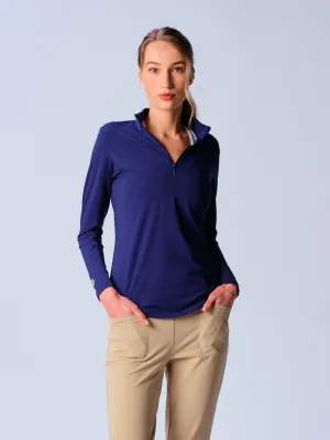 Quarter Zip Sun Protection Top In True Navy