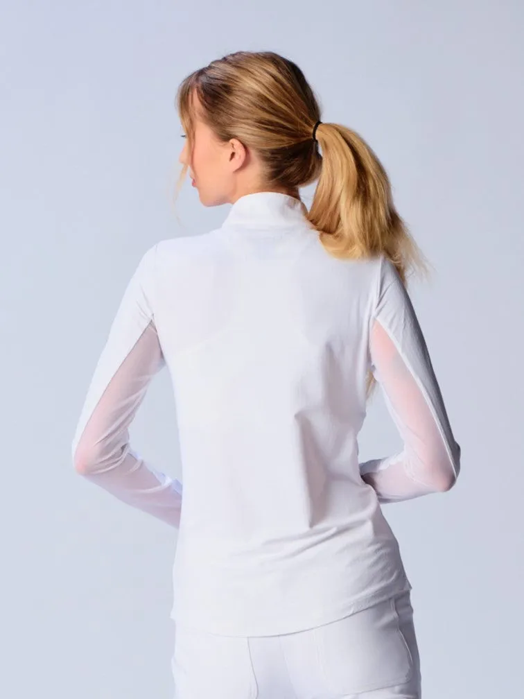 Quarter Zip Sun Protection Top In White