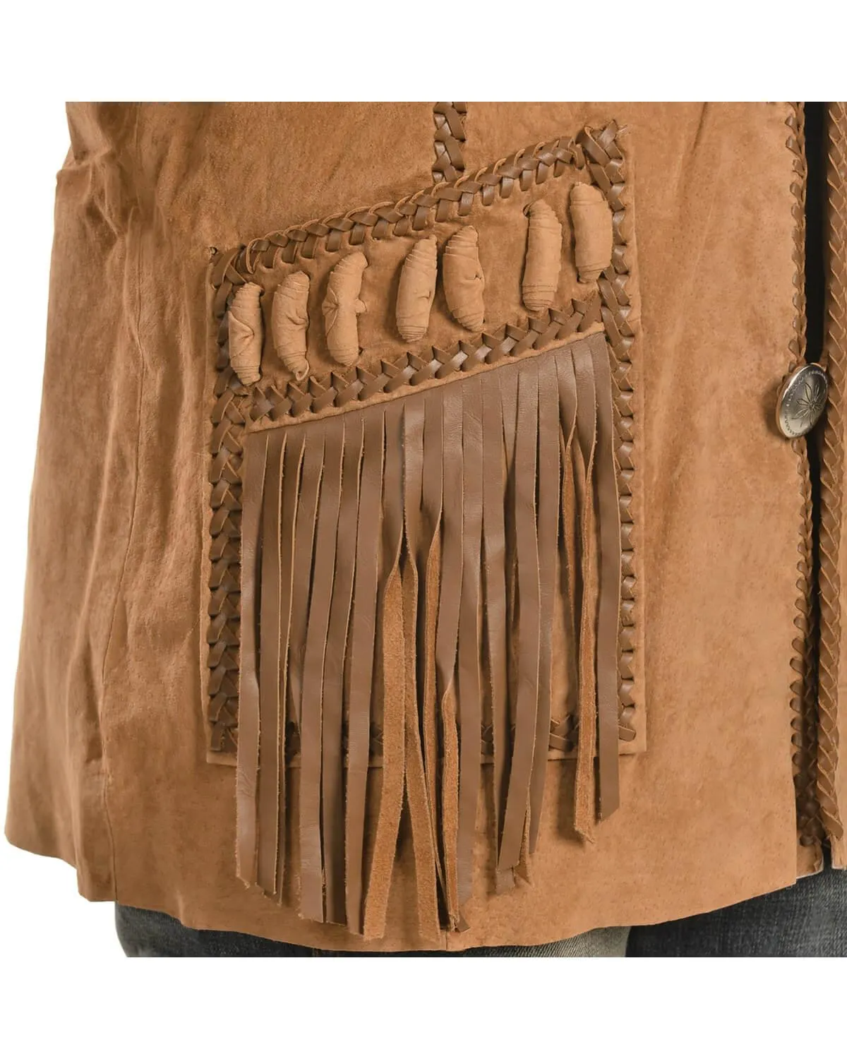 Tan Brown Fringe Leather Jacket Mens