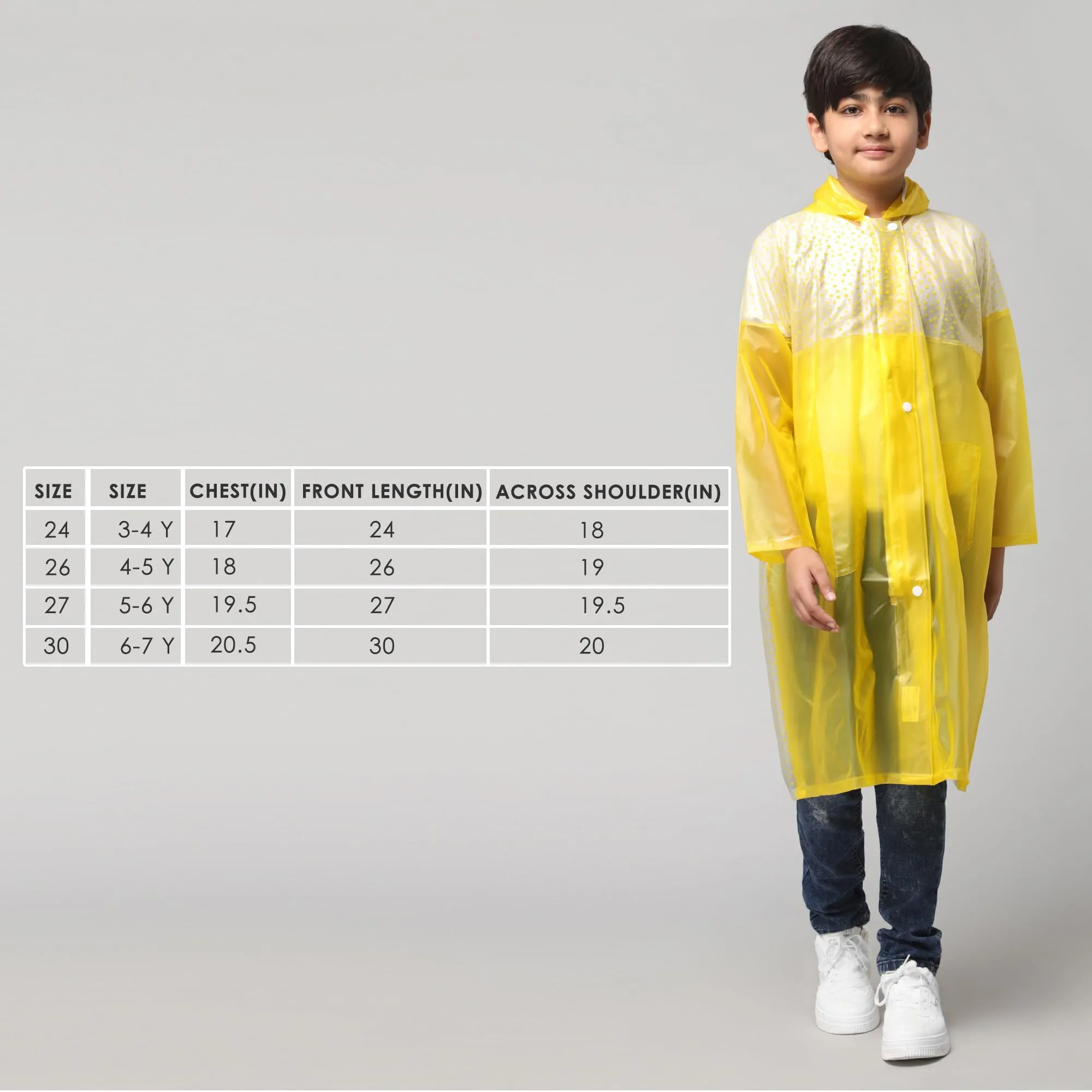 THE CLOWNFISH Drip Dude Series Unisex Kids Waterproof Single Layer PVC Longcoat/Raincoat with Adjustable Hood. Age-4-5 Years (Lemon Yellow)