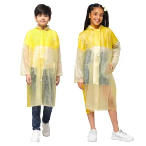 THE CLOWNFISH Misty Magic Series Unisex Kids Waterproof Single Layer PVC Longcoat/Raincoat with Adjustable Hood. Age-6-7 Years (Lemon Yellow)