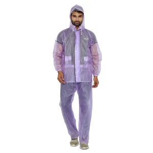 THE CLOWNFISH Rain Coat for Men Waterproof for Bike Raincoat for Men with Hood PVC Material. Set of Top and Bottom. Sterlyn Series (Purple, XX-Large)