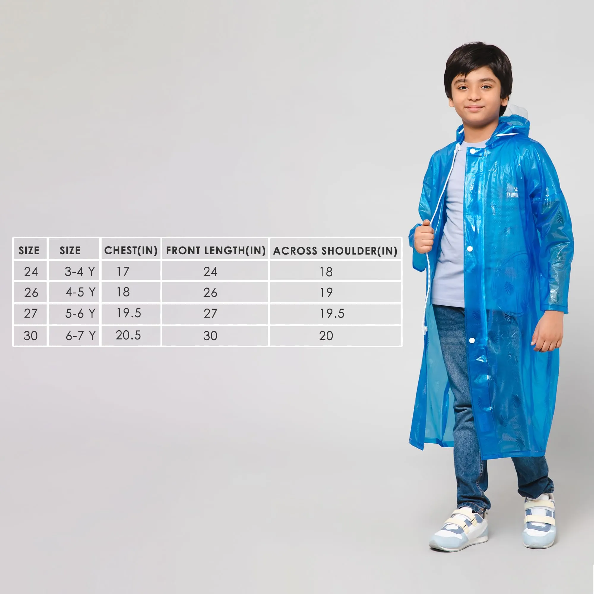 THE CLOWNFISH Wet & Wild Series Unisex Kids Waterproof Single Layer PVC Longcoat/Raincoat with Adjustable Hood. Age-5-6 Years (Royal Blue)