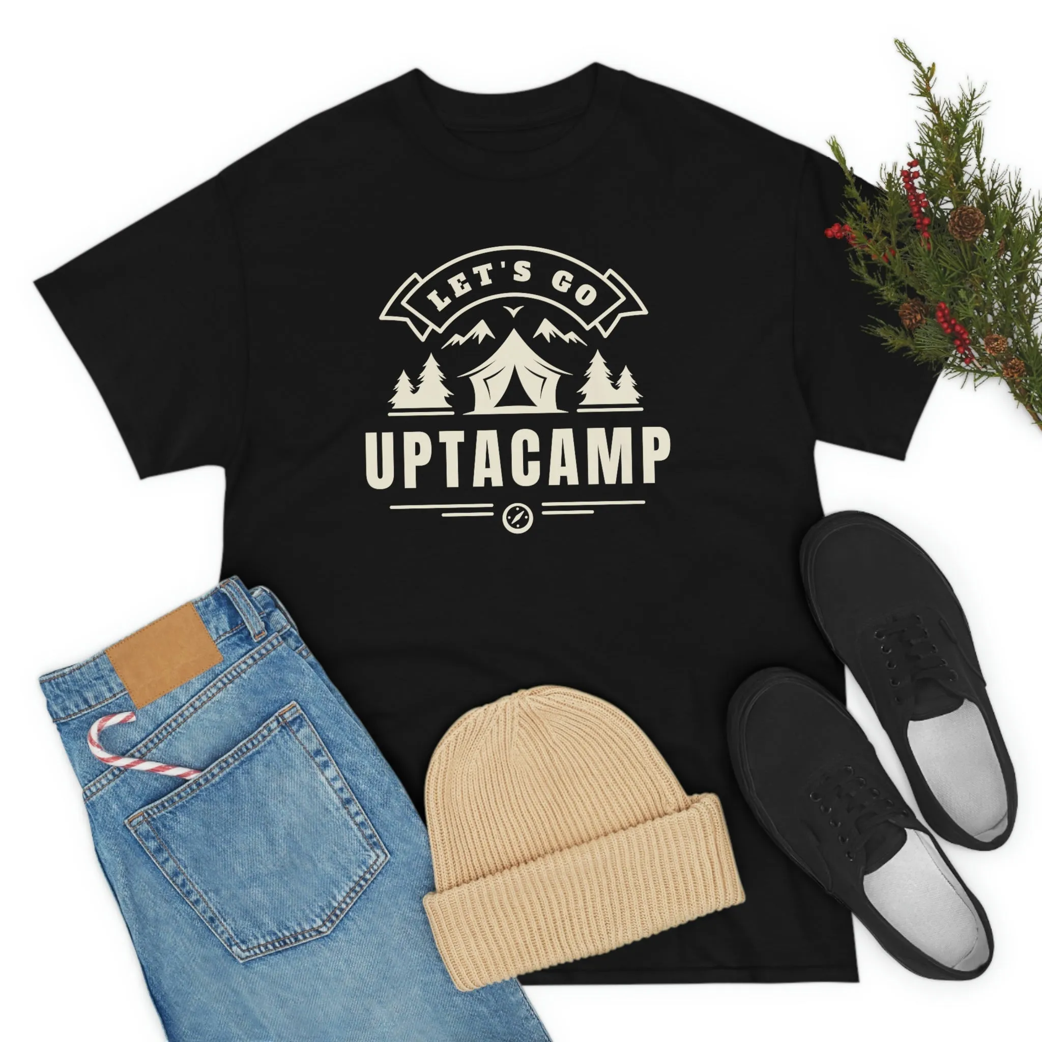 Uptacamp Camping Cotton Tee - The T-Shirt for Hikers, Backpackers and vacationers. Upta Camp for a Relaxing Time Away