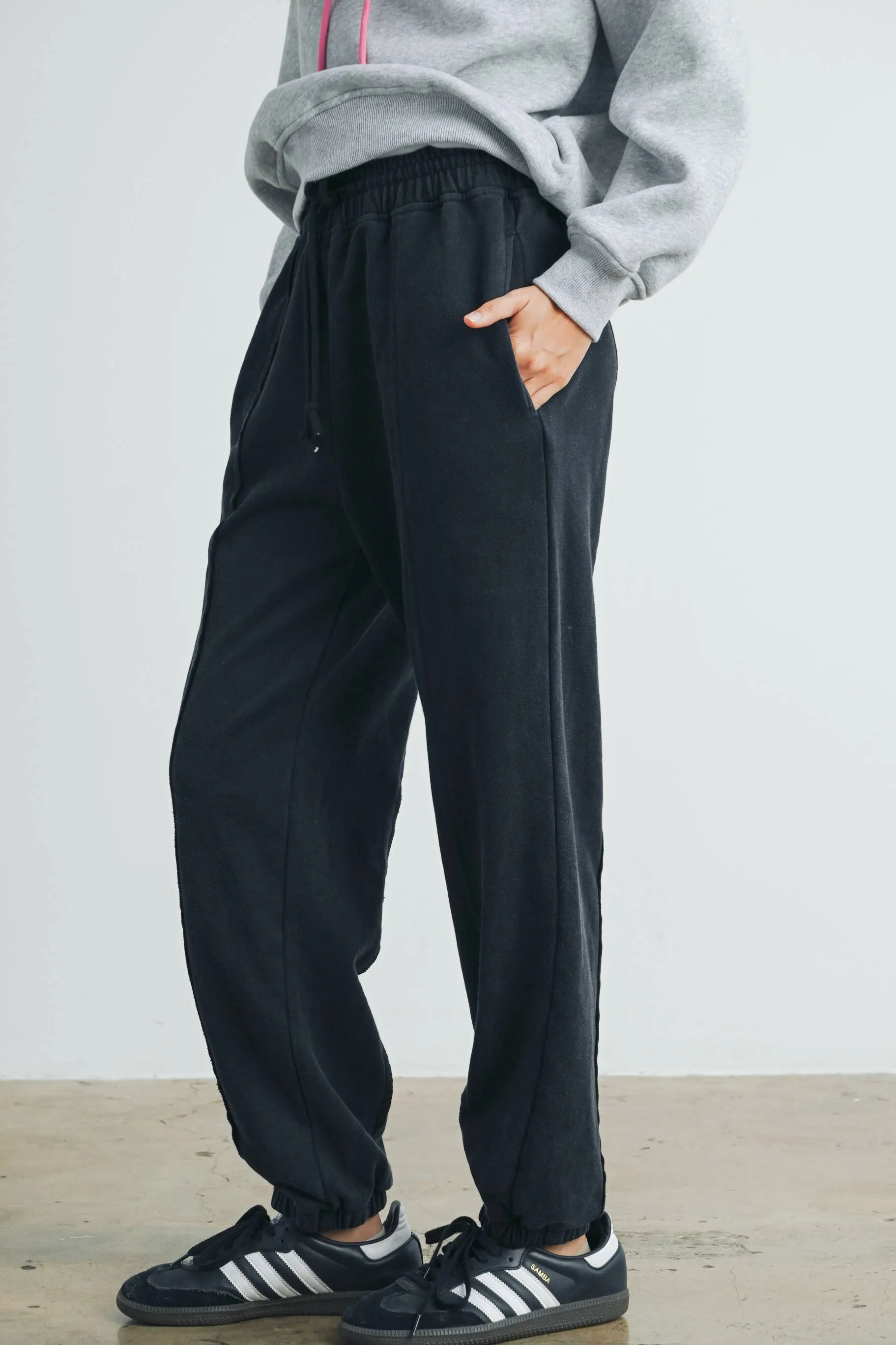 Washed French Terry Drawstring Jogger Pants