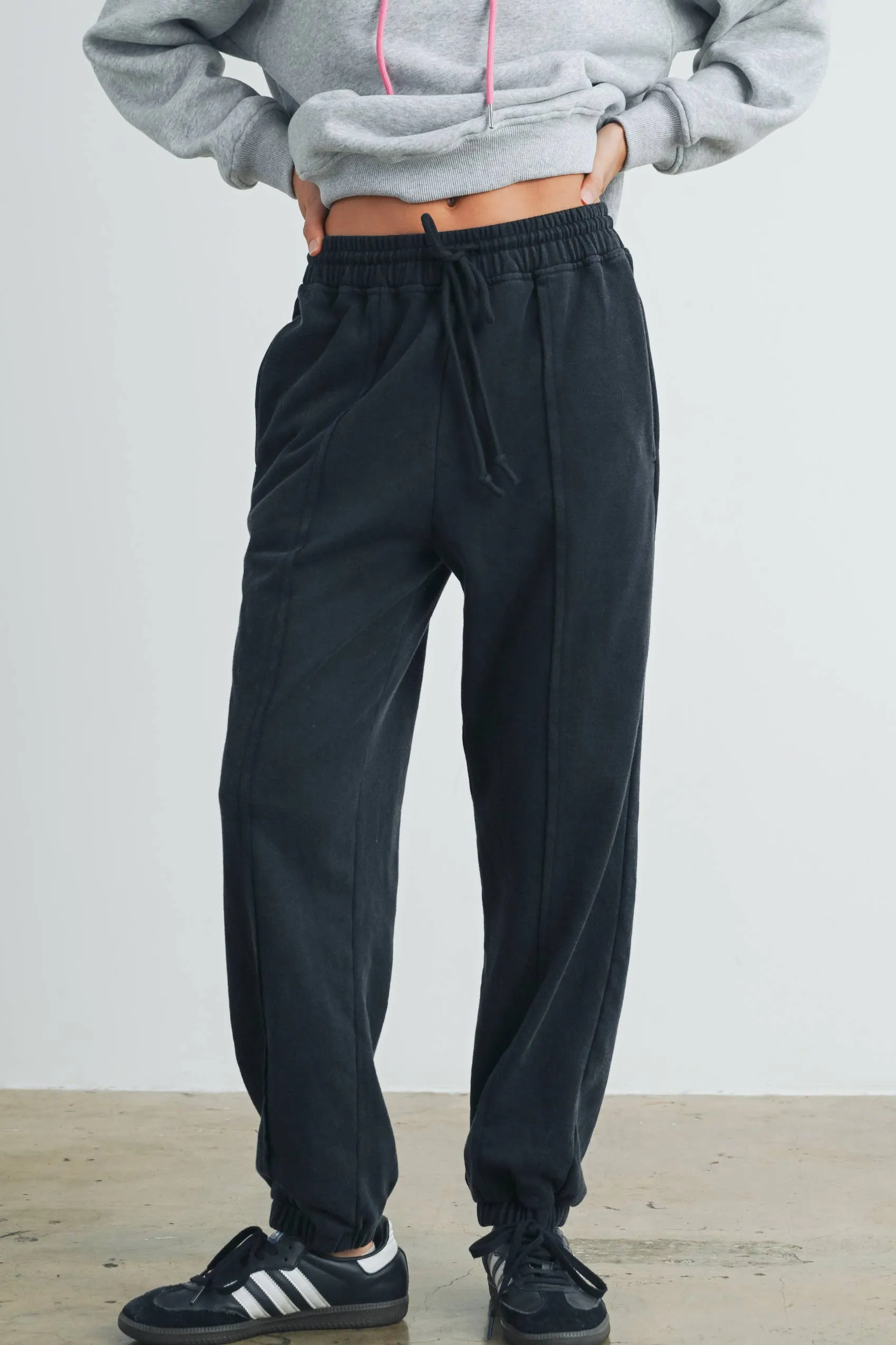 Washed French Terry Drawstring Jogger Pants