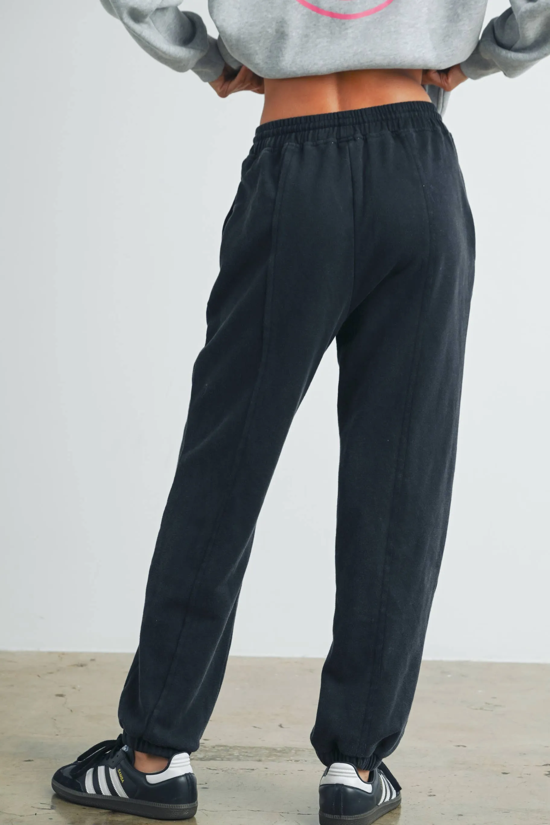 Washed French Terry Drawstring Jogger Pants