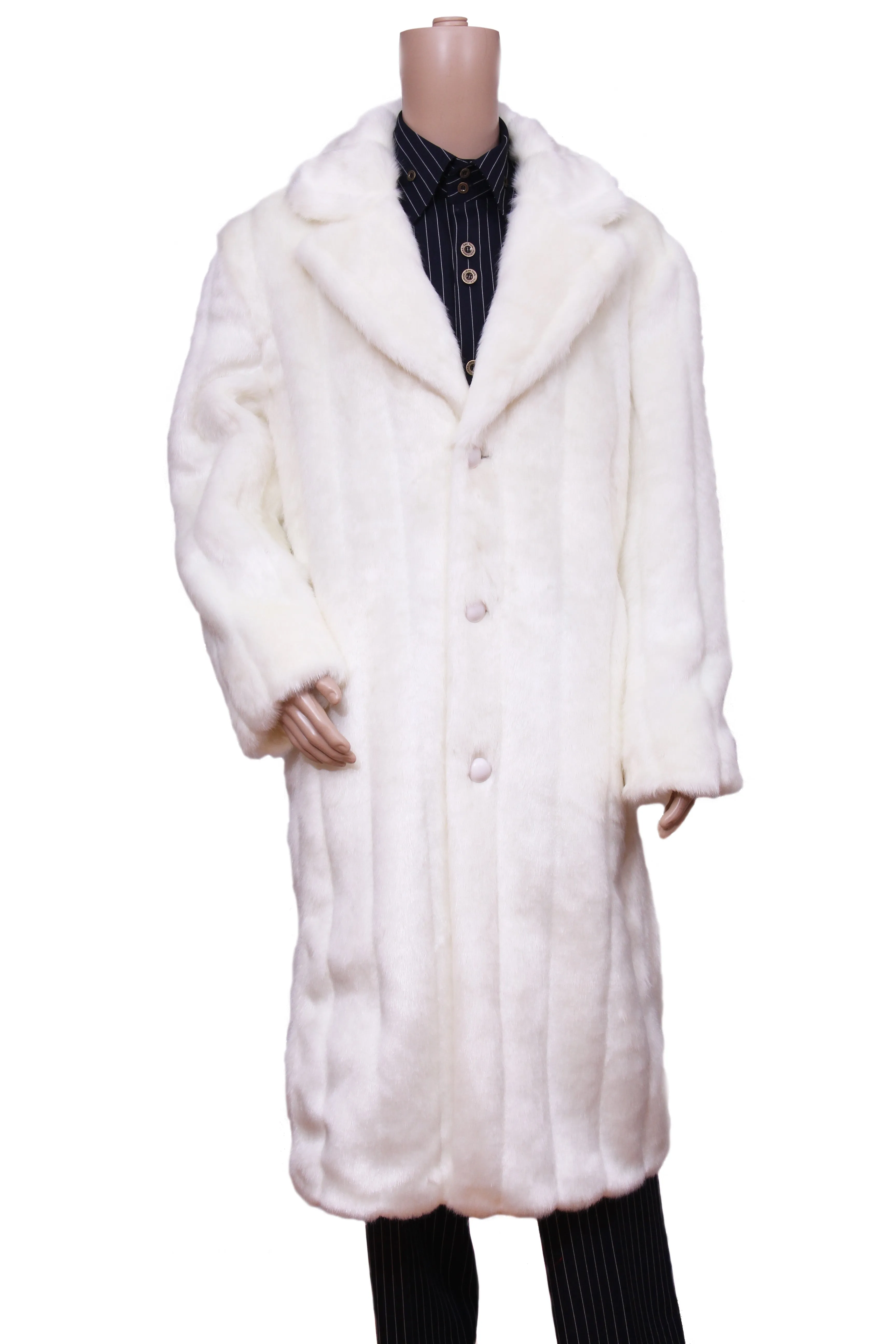 WINTER SPECIAL: FREE FUR HAT   Faux Arctic Fur Coat Buttoned 1pc Long Zoot Suit - Arctic White