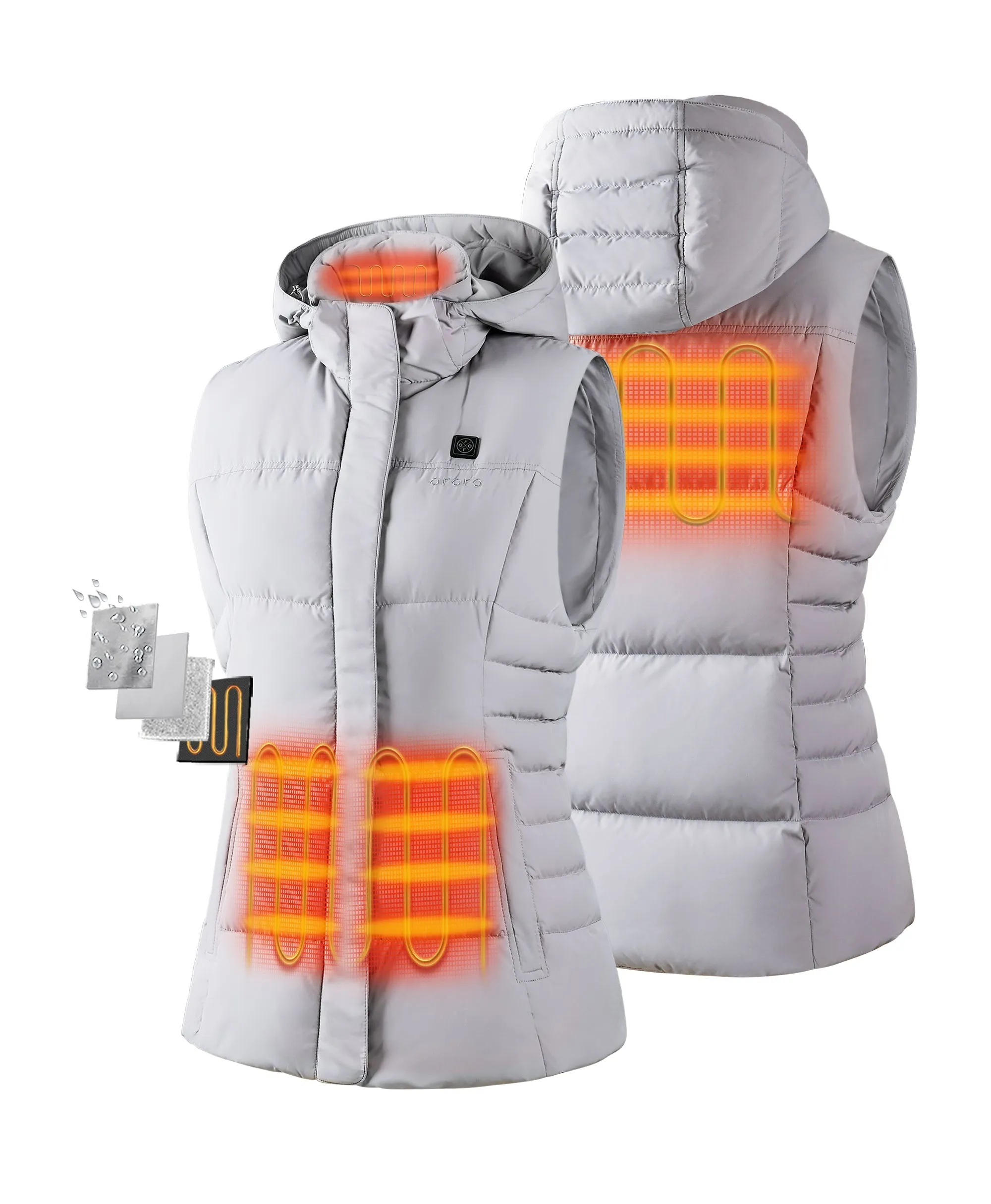 Women's Heated Down Vest - Black/Gray (Apparel Only)