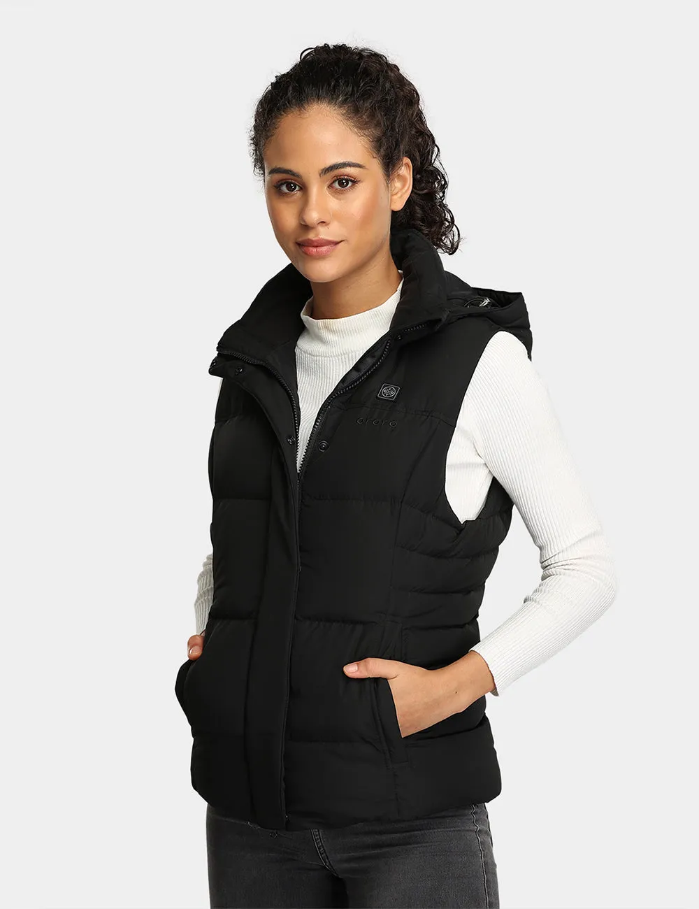 Women's Heated Down Vest - Black/Gray (Apparel Only)