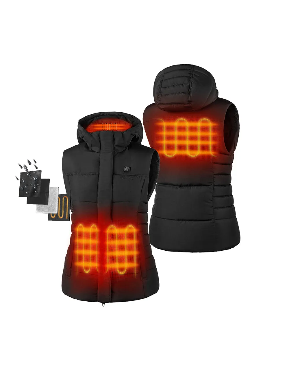 Women's Heated Down Vest - Black/Gray