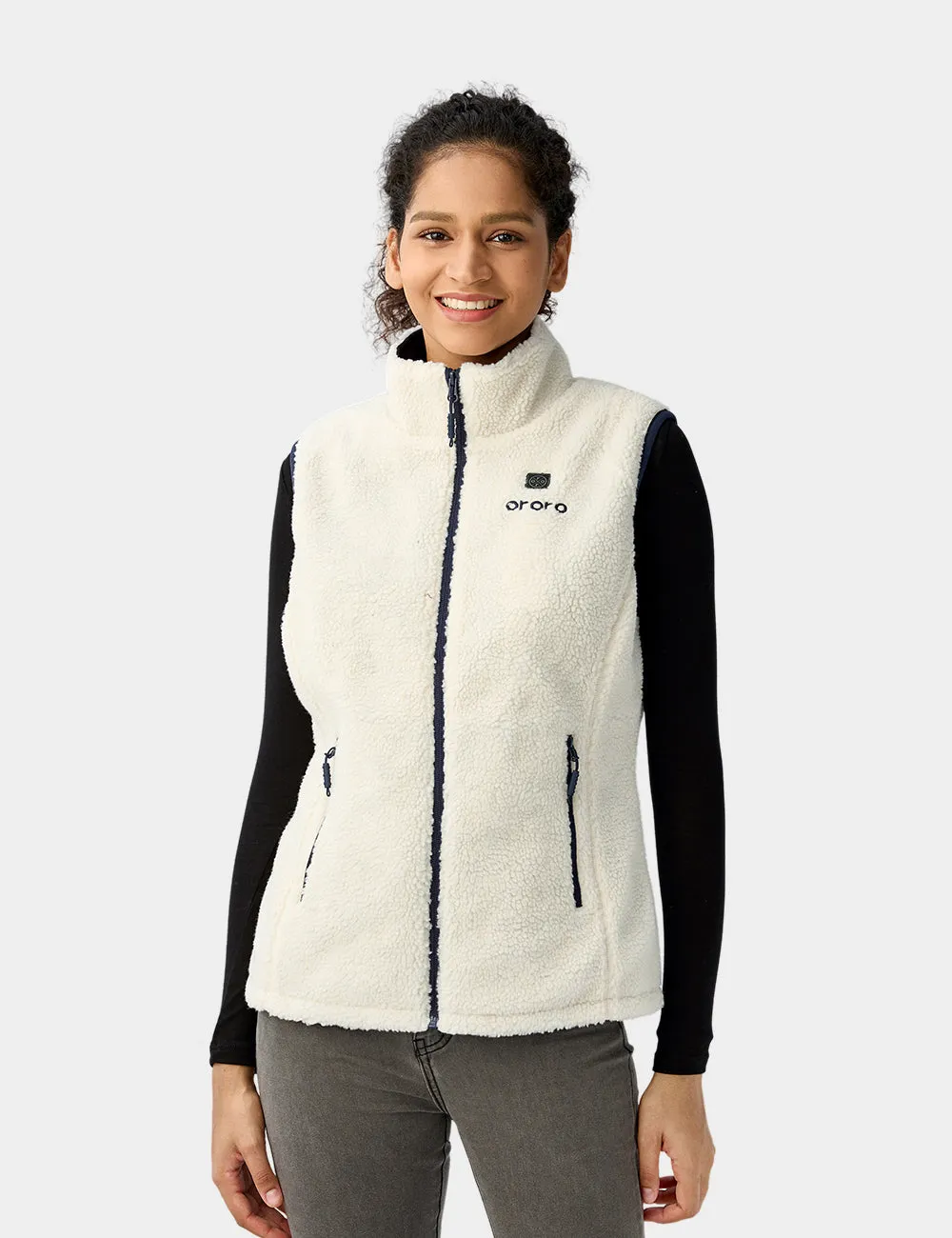 Women's Heated Recycled Fleece Vest - Grey / White