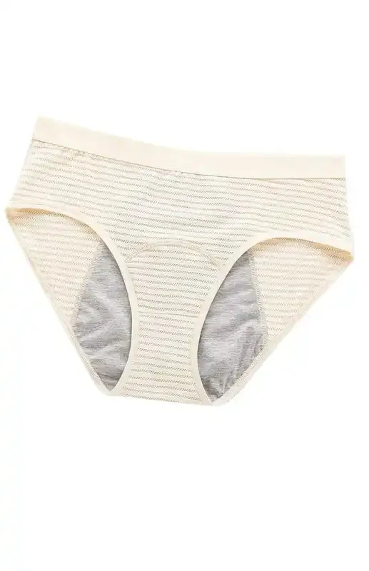 Women’s Striped Print Breathable Moisture Absorbent Period Panties