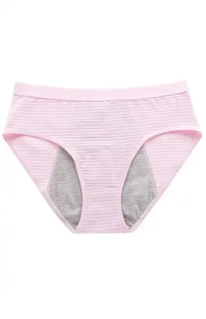 Women’s Striped Print Breathable Moisture Absorbent Period Panties