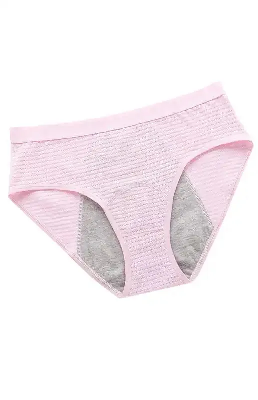 Women’s Striped Print Breathable Moisture Absorbent Period Panties